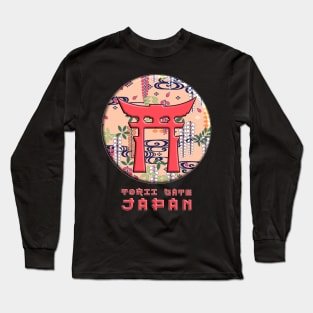 Torii Gates Japanese Sacred Shinto Shrine Japan Floral Pattern Chrysanthemum Cherry Blossom 59 Long Sleeve T-Shirt